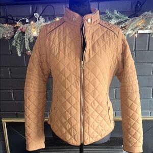 Love Tree Quilted Brown Bomber Jacket